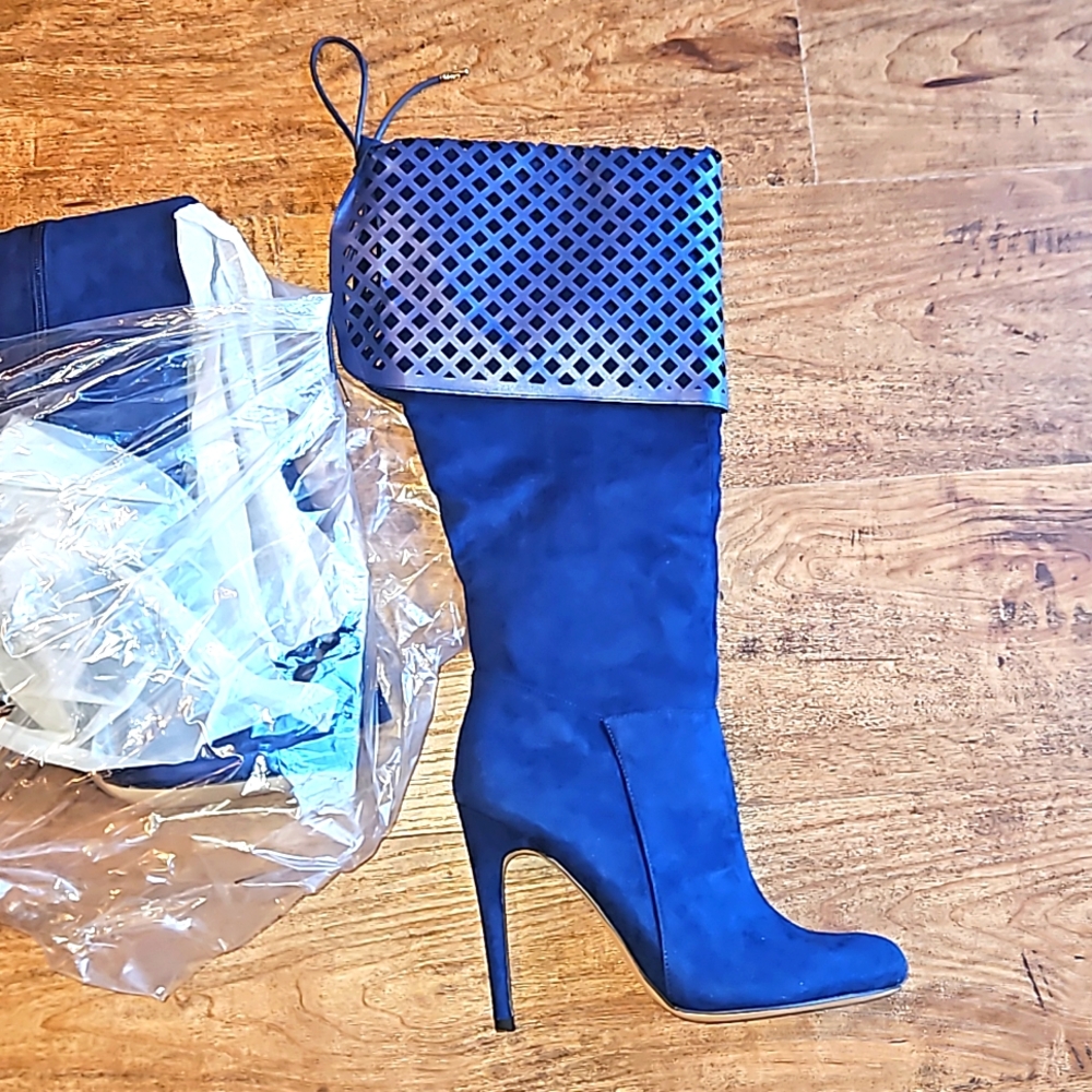 Makita Knee High Stiletto Blue Boots size 8.5 - Picture 2 of 6